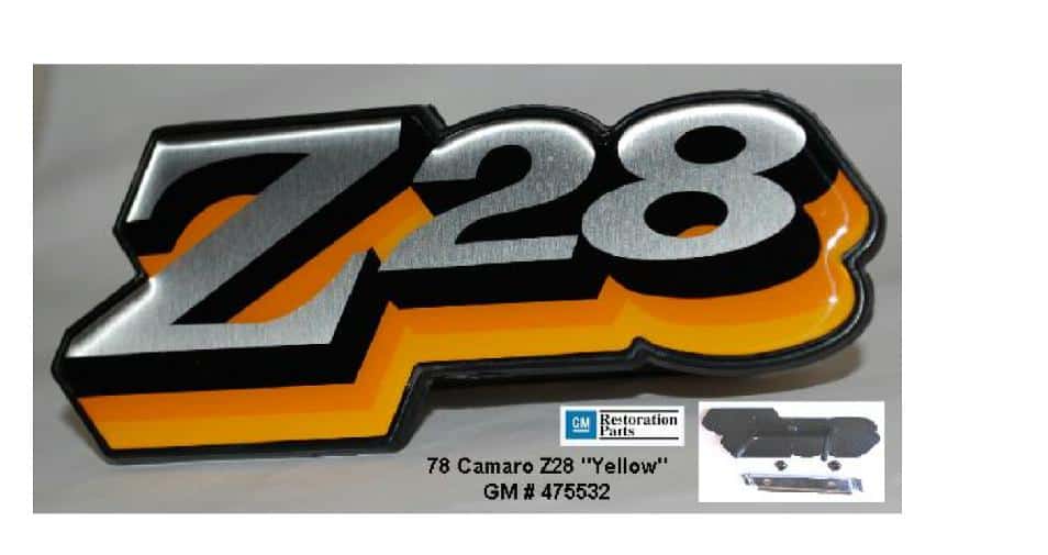 78 Camaro Z28 Grille Emblem: YELLOW